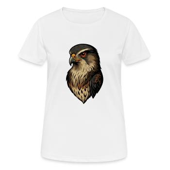 Falkenporträt im Goldbraun - Frauen T-Shirt atmungsaktiv - Weiß - Vorne - AI Model Female 172 dark (172cm)