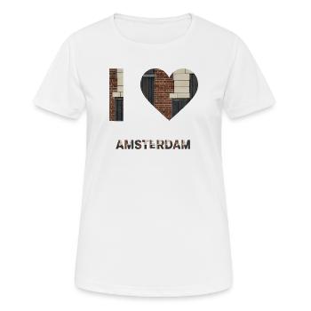 T-shirt emblème cœur en brique d’Amsterdam - T-shirt respirant Femme - blanc - Devant - AI Model Female 172 dark (172cm)