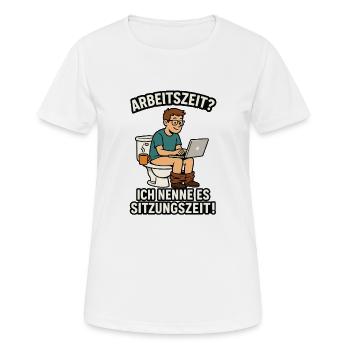 Temps de session sur l’ordinateur portable - T-shirt respirant Femme - blanc - Devant - AI Model Female 172 dark (172cm)