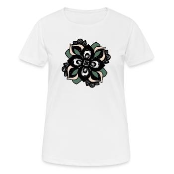 Mandala Fleur Pêche Verte - T-shirt respirant Femme - blanc - Devant - AI Model Female 172 dark (172cm)
