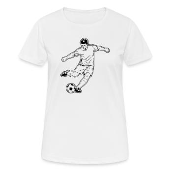 Fußball Spieler Schuss Torjäger Vektor - Frauen T-Shirt atmungsaktiv - Weiß - Vorne - AI Model Female 172 dark (172cm)