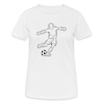 Fußball Dribbling Spieler Lauf Vektor - Frauen T-Shirt atmungsaktiv - Weiß - Vorne - AI Model Female 172 dark (172cm)