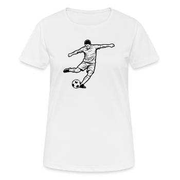 Fußball Spieler Schuss Torjäger Vektor - Frauen T-Shirt atmungsaktiv - Weiß - Vorne - AI Model Female 172 dark (172cm)