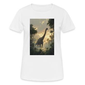 Dinosaurier-Morgendämmerung im Dschungel - Frauen T-Shirt atmungsaktiv - Weiß - Vorne - AI Model Female 172 dark (172cm)