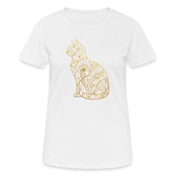Goldene Katze im Art-Déco-Stil - Frauen T-Shirt atmungsaktiv - Weiß - Vorne - AI Model Female 172 dark (172cm)