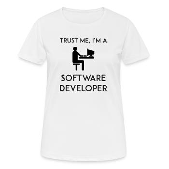 Vertrau mir, ich bin Softwareentwickler - Frauen T-Shirt atmungsaktiv - Weiß - Vorne - AI Model Female 172 dark (172cm)
