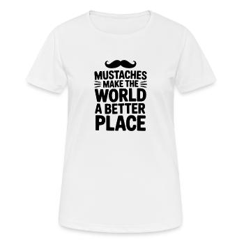 Schnurrbärte machen die Welt zu einem besseren Ort - Frauen T-Shirt atmungsaktiv - Weiß - Vorne - AI Model Female 172 dark (172cm)