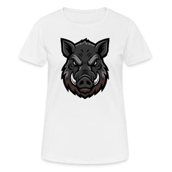 mascotte tête de sanglier, agressive - T-shirt respirant Femme - blanc - Devant - AI Model Female 172 dark (172cm)