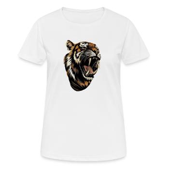 Säbelzahntiger Smilodon Raubkatze Säbelzahn Tiger - Frauen T-Shirt atmungsaktiv - Weiß - Vorne - AI Model Female 172 dark (172cm)