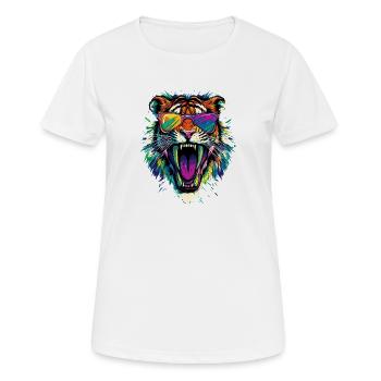 Säbelzahntiger Smilodon Raubkatze Säbelzahn Tiger - Frauen T-Shirt atmungsaktiv - Weiß - Vorne - AI Model Female 172 dark (172cm)