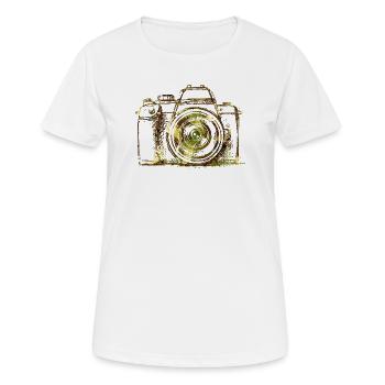 Tarnkameraporträt - Frauen T-Shirt atmungsaktiv - Weiß - Vorne - AI Model Female 172 dark (172cm)