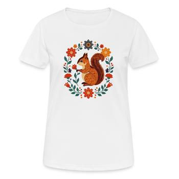 Flower Wreath Squirrel - Women's Breathable T-Shirt - white - Front - AI Model Female 172 dark (172cm)