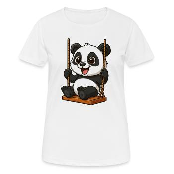 Cute Panda on the Swing Cartoon Playground - Women's Breathable T-Shirt - white - Front - AI Model Female 172 dark (172cm)