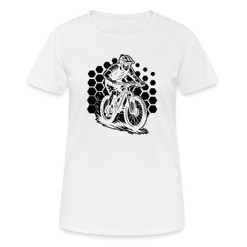 Mountainbike Stil für jeden Anlass - Frauen T-Shirt atmungsaktiv - Weiß - Vorne - AI Model Female 172 dark (172cm)