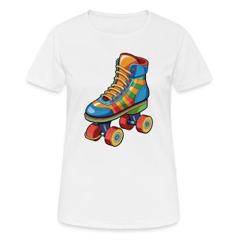 Rollschuh - Frauen T-Shirt atmungsaktiv - Weiß - Vorne - AI Model Female 172 dark (172cm)