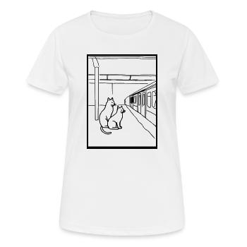 Art de la file d’attente de la gare de Gats - T-shirt respirant Femme - blanc - Devant - AI Model Female 172 dark (172cm)