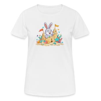 Un lapin d’été dans la basse à sable - T-shirt respirant Femme - blanc - Devant - AI Model Female 172 dark (172cm)