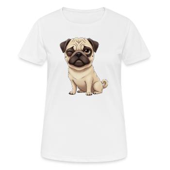Süßer Mops mit Zwinkern Cartoon Hund Herrchen - Frauen T-Shirt atmungsaktiv - Weiß - Vorne - AI Model Female 172 dark (172cm)