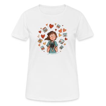 Photographie du cœur, instantanés souvenirs - T-shirt respirant Femme - blanc - Devant - AI Model Female 172 dark (172cm)
