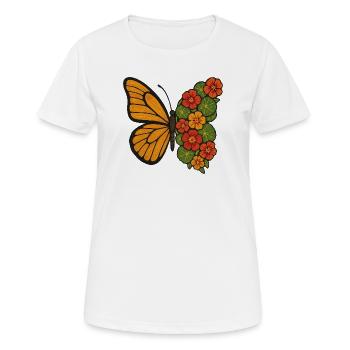 Butterfly Bloom Split - Frauen T-Shirt atmungsaktiv - Weiß - Vorne - AI Model Female 172 dark (172cm)