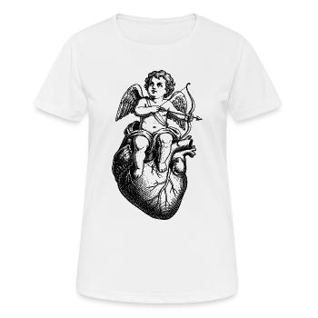 Ange vintage romantique sur cœur avec une flèche - T-shirt respirant Femme - blanc - Devant - AI Model Female 172 dark (172cm)