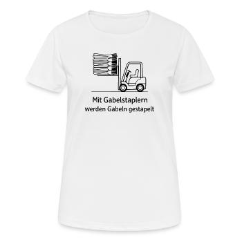 gabelstapler wortwitz gabel stapeln - Frauen T-Shirt atmungsaktiv - Weiß - Vorne - AI Model Female 172 dark (172cm)