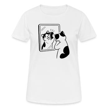Cat Mirror Selfie - Women's Breathable T-Shirt - white - Front - AI Model Female 172 dark (172cm)