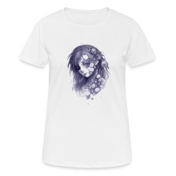 Portrait de tentacules en bleu | Fille Zombie - T-shirt respirant Femme - blanc - Devant - AI Model Female 172 dark (172cm)