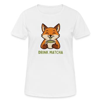 Fuchs genießt Matcha - Frauen T-Shirt atmungsaktiv - Weiß - Vorne - AI Model Female 172 dark (172cm)