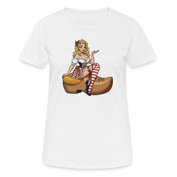 Pin-up hollandaise en sabot - T-shirt respirant Femme - blanc - Devant - AI Model Female 172 dark (172cm)