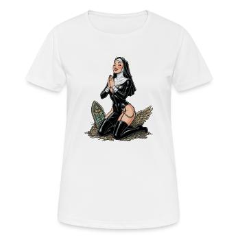 Heilige Nonne auf den Knien - Frauen T-Shirt atmungsaktiv - Weiß - Vorne - AI Model Female 172 dark (172cm)