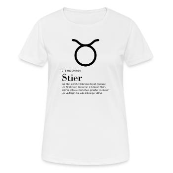 Sternzeichen Stier - Frauen T-Shirt atmungsaktiv - Weiß - Vorne - AI Model Female 172 dark (172cm)