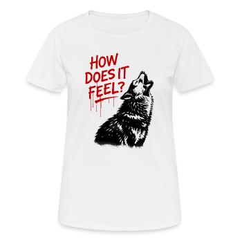 Qu’est-ce que ça fait ? Loup hurlant - T-shirt respirant Femme - blanc - Devant - AI Model Female 172 dark (172cm)