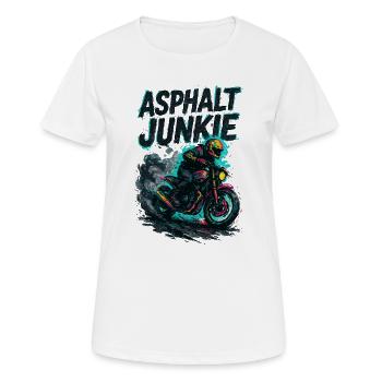 asphalt junkie - moto - T-shirt respirant Femme - blanc - Devant - AI Model Female 172 dark (172cm)