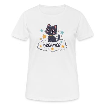Starry dreamy cat on cloud - Women's Breathable T-Shirt - white - Front - AI Model Female 172 dark (172cm)