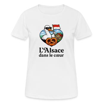 Elsass im Herzen Storchbrezel - Frauen T-Shirt atmungsaktiv - Weiß - Vorne - AI Model Female 172 dark (172cm)