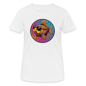 Poisson rouge avec des lunettes de soleil - T-shirt respirant Femme - blanc - Devant - AI Model Female 172 dark (172cm)