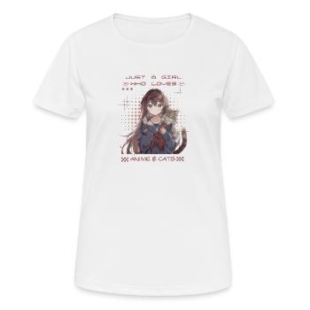 Anime Girl liebt Katzen – Cute Otaku Design - Frauen T-Shirt atmungsaktiv - Weiß - Vorne - AI Model Female 172 dark (172cm)