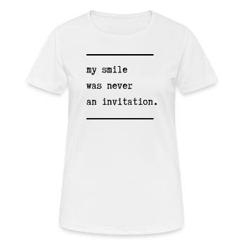 Mein Lächeln war nie eine Einladung - Frauen T-Shirt atmungsaktiv - Weiß - Vorne - AI Model Female 172 dark (172cm)