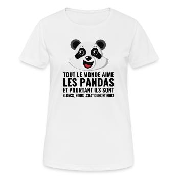 panda, diversité, amour - T-shirt respirant Femme - blanc - Devant - AI Model Female 172 dark (172cm)