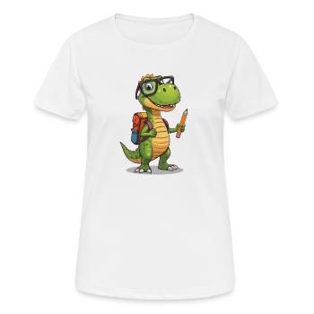 Dino Érudit au crayon - T-shirt respirant Femme - blanc - Devant - AI Model Female 172 dark (172cm)