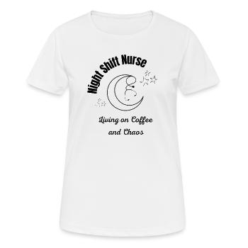 Infirmière de nuit - Café et stéthoscope chaos M - T-shirt respirant Femme - blanc - Devant - AI Model Female 172 dark (172cm)
