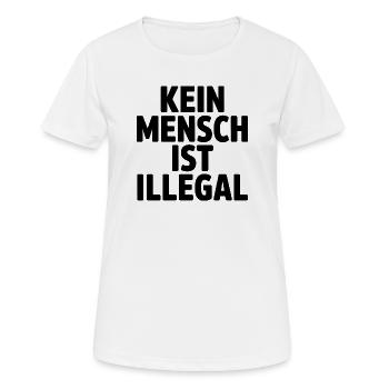 Kein Mensch ist Illegal - Gegen Rechts - Frauen T-Shirt atmungsaktiv - Weiß - Vorne - AI Model Female 172 dark (172cm)