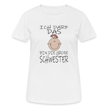 Darf das bin die Große Schwester - Frauen T-Shirt atmungsaktiv - Weiß - Vorne - AI Model Female 172 dark (172cm)