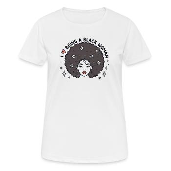 J’adore être une femme noire Afro Pride Design - T-shirt respirant Femme - blanc - Devant - AI Model Female 172 dark (172cm)
