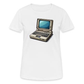  Laptop Retro-Computer Vintage Stil Illustration - Frauen T-Shirt atmungsaktiv - Weiß - Vorne - AI Model Female 172 dark (172cm)