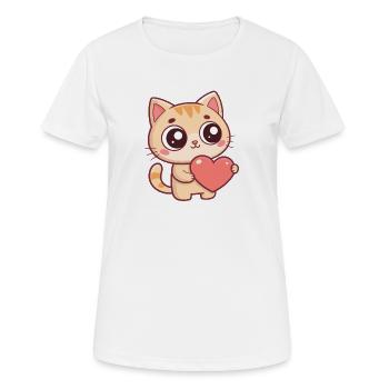 Chaton Coeur Doux - T-shirt respirant Femme - blanc - Devant - AI Model Female 172 dark (172cm)