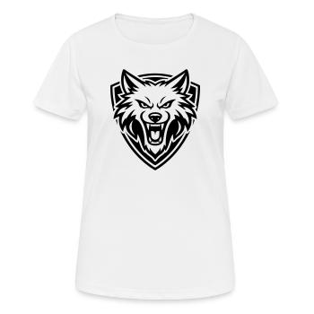 Wolf Kopf Wappen - Frauen T-Shirt atmungsaktiv - Weiß - Vorne - AI Model Female 172 dark (172cm)