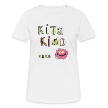 Kita Kind 2026  - Frauen T-Shirt atmungsaktiv - Weiß - Vorne - AI Model Female 172 dark (172cm)
