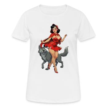 Le Petit Chaperon Rouge marche avec le loup - T-shirt respirant Femme - blanc - Devant - AI Model Female 172 dark (172cm)